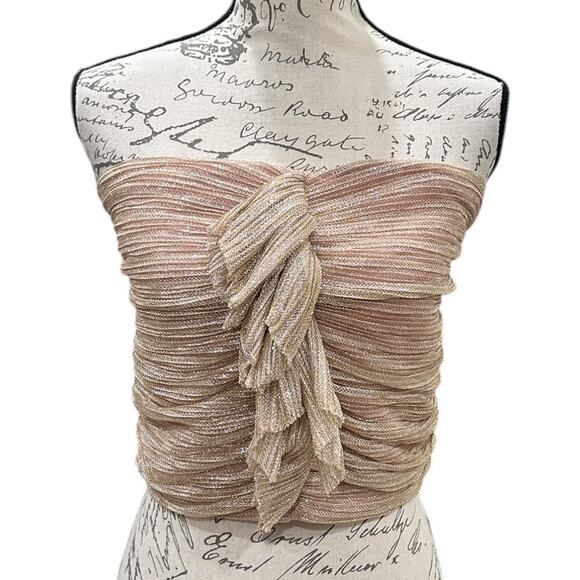 NWT Anthropologie Ruffled Metallic Tube Top - Picture 2 of 7